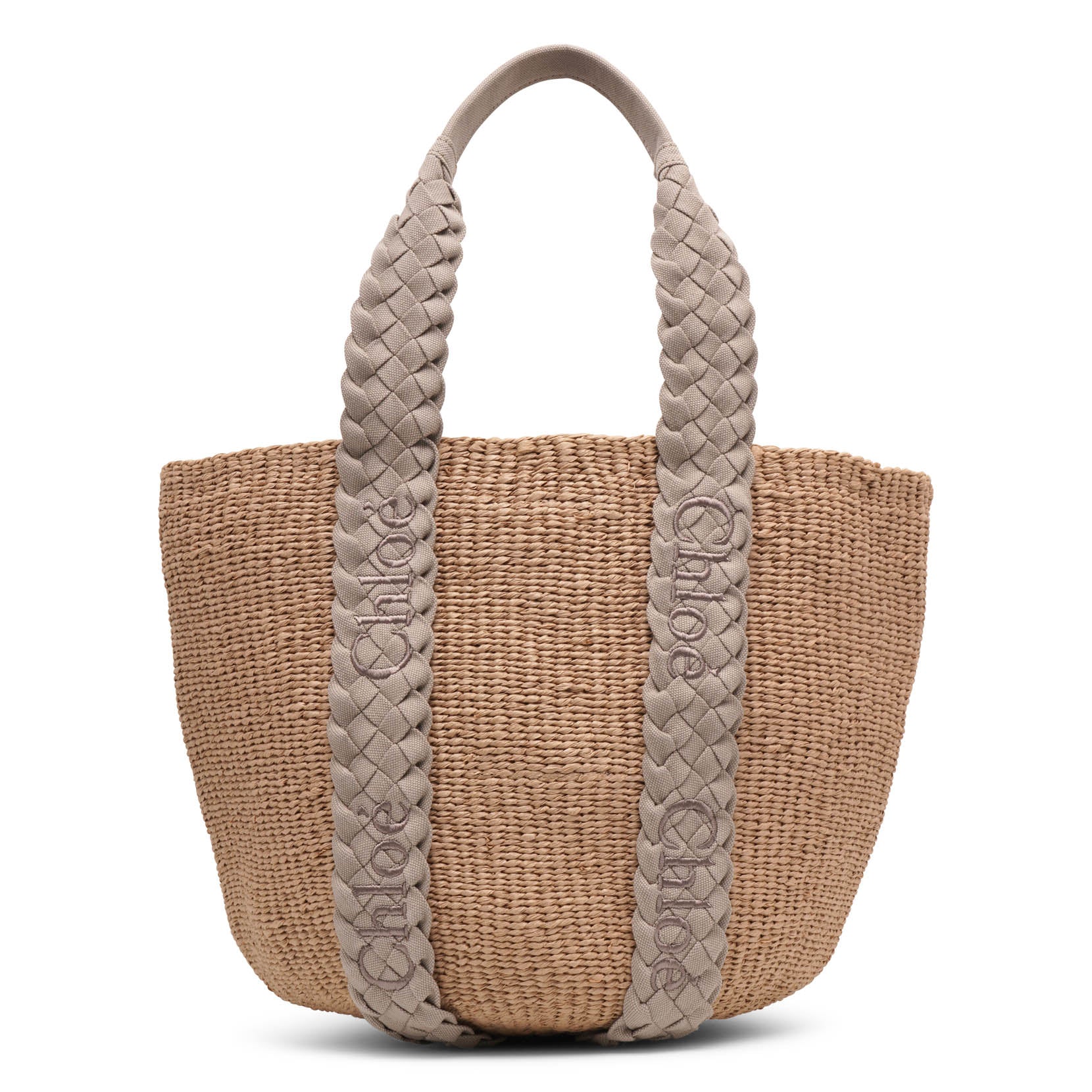 Woody braided grey raffia bag - Image 4