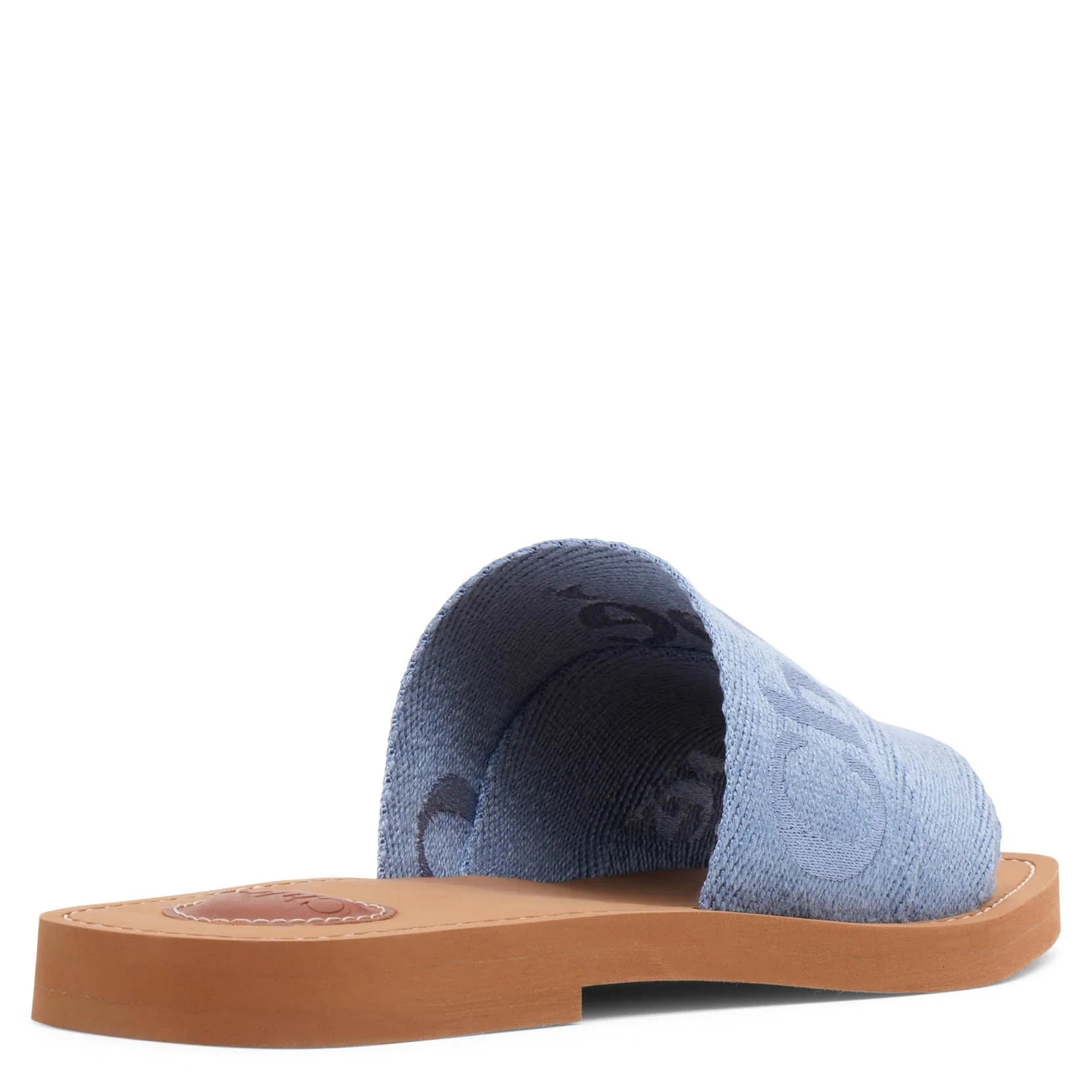 Woody light blue linen slide sandals - Image 4