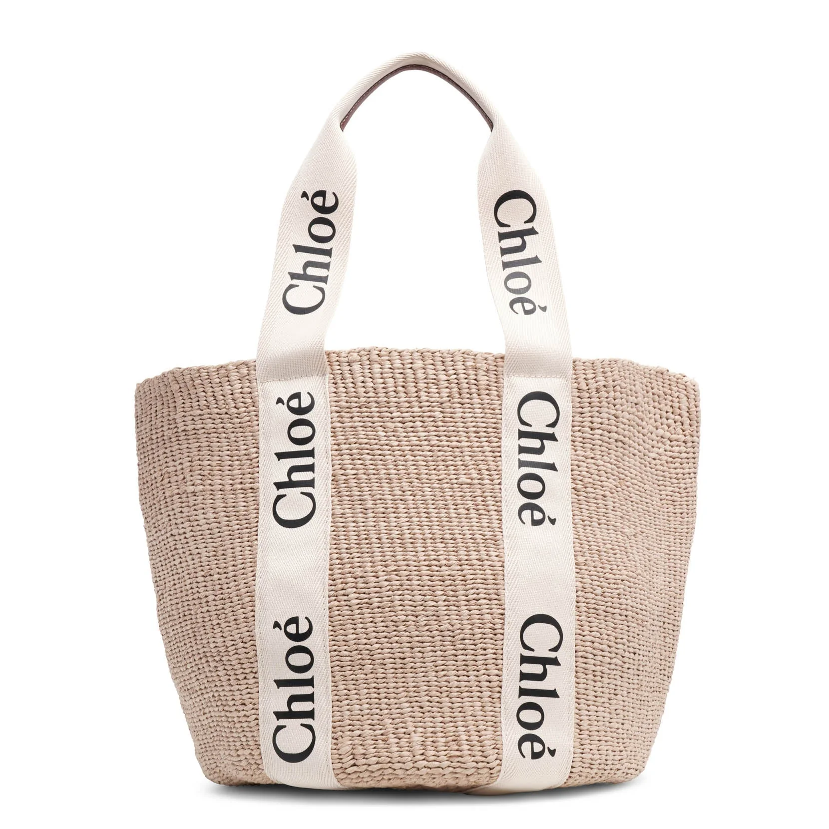 Woody logo white raffia bag - Image 4