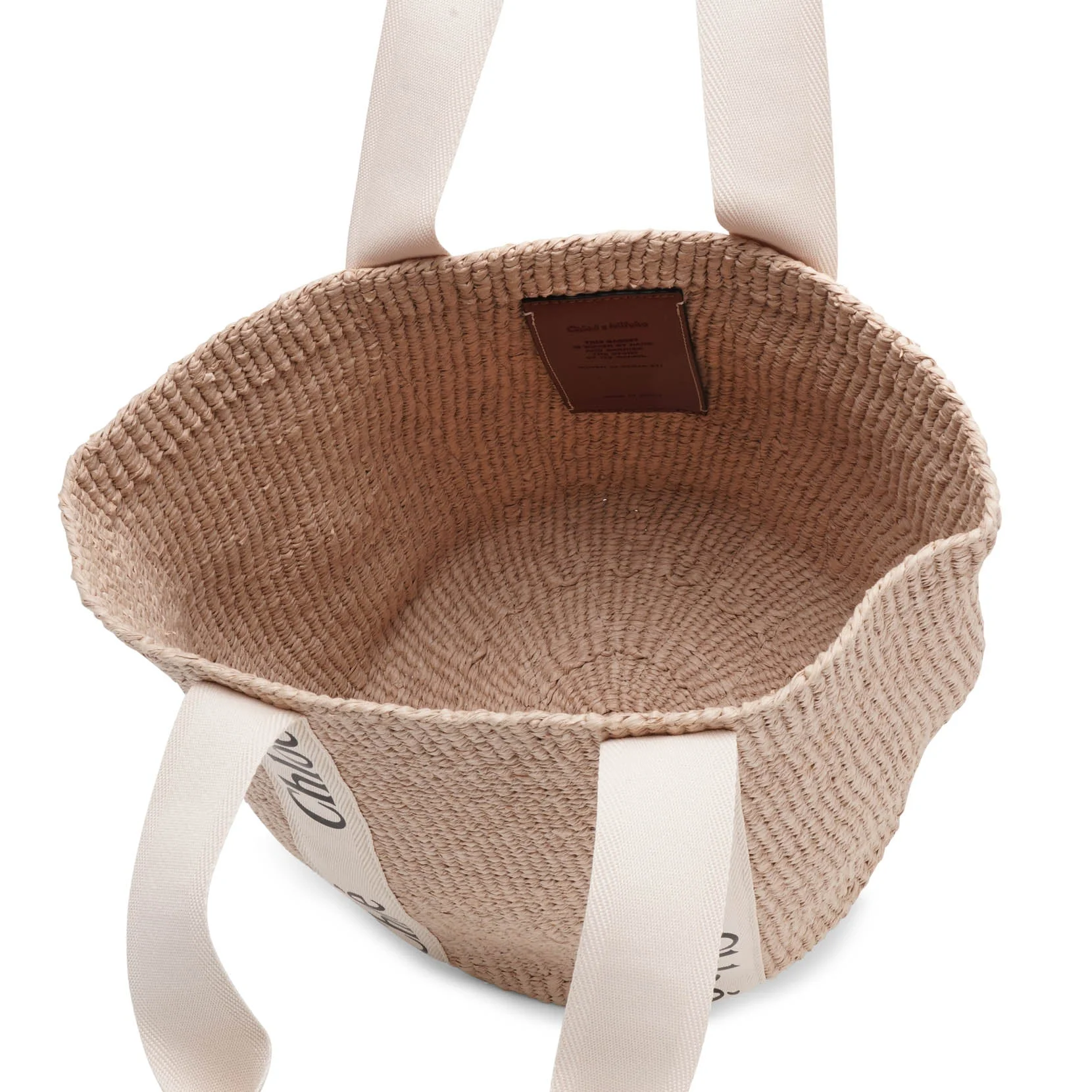 Woody logo white raffia bag - Image 5