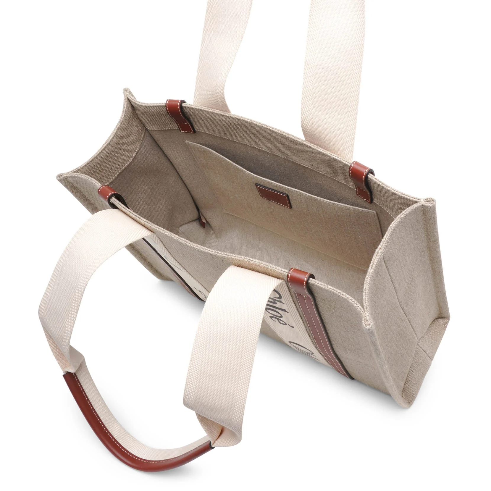 Woody medium white brown canvas bag - Image 5