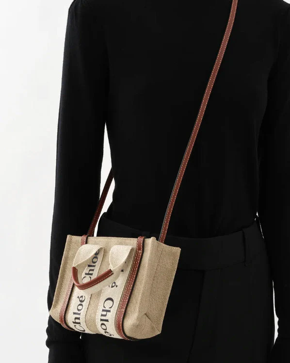 Woody mini white brown canvas bag - Image 2