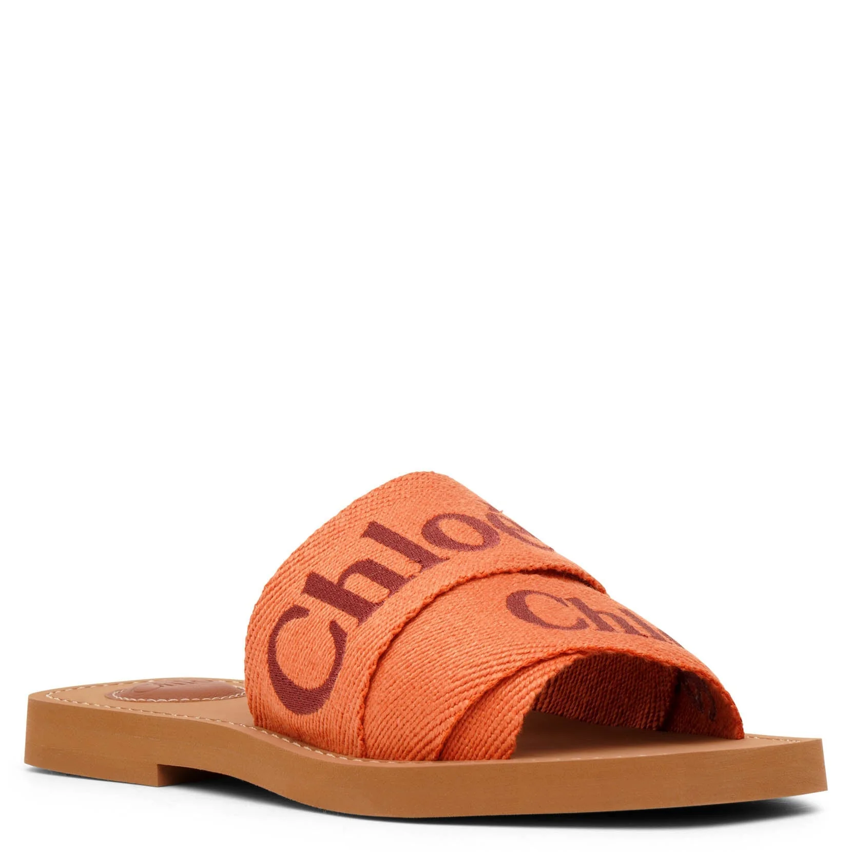 Woody orange linen slide sandals - Image 3