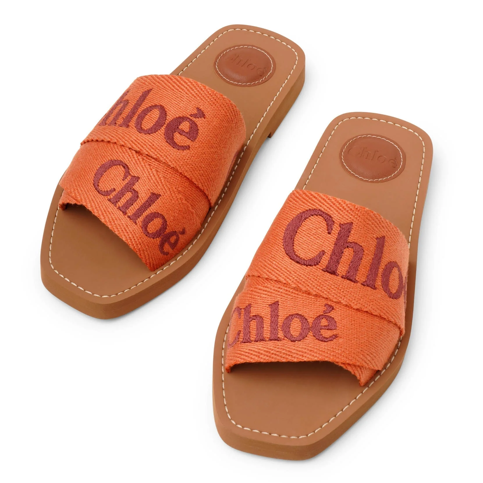 Woody orange linen slide sandals - Image 5