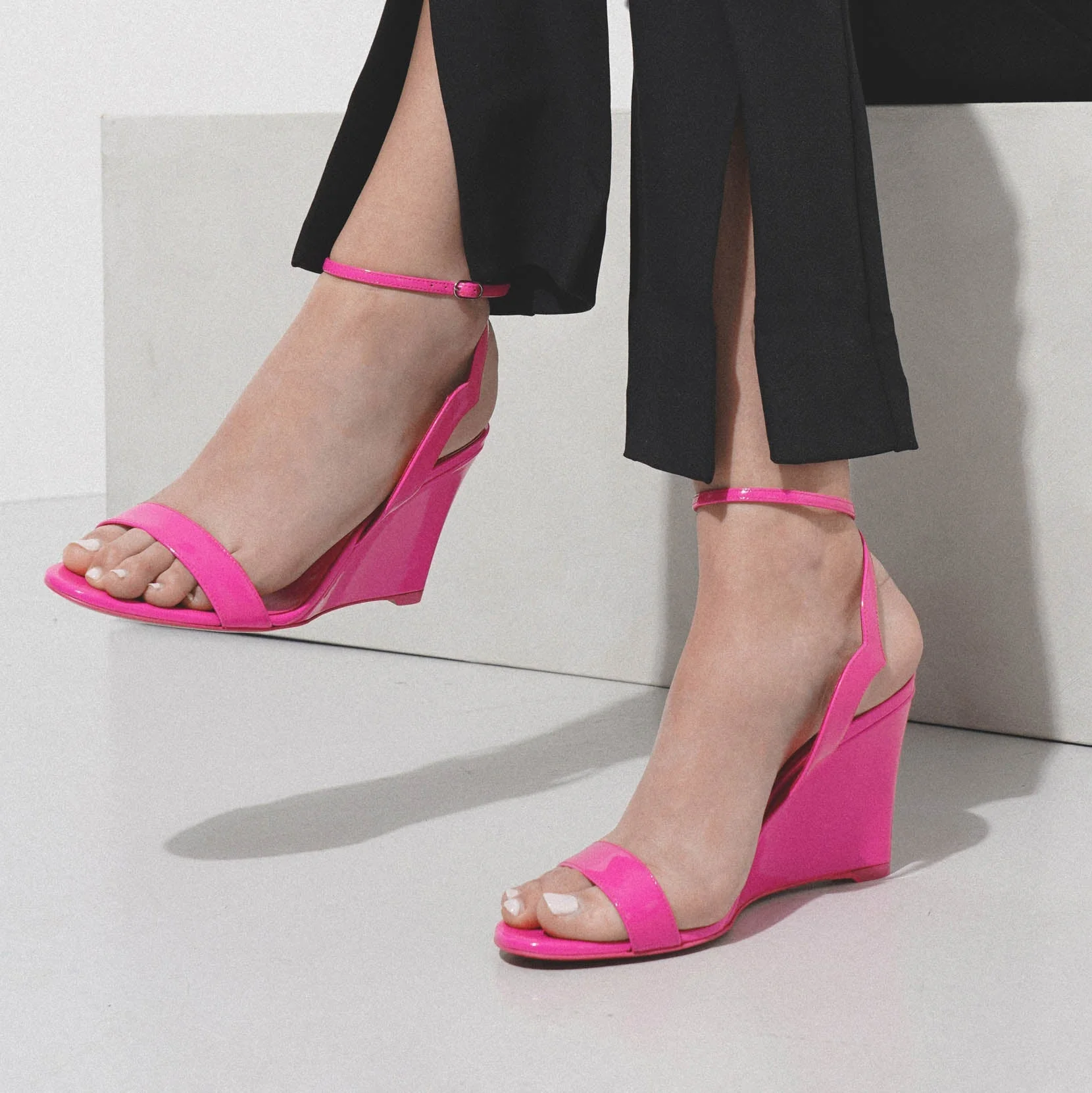 Zeppa Chick 85 pink patent wedge sandals - Image 6